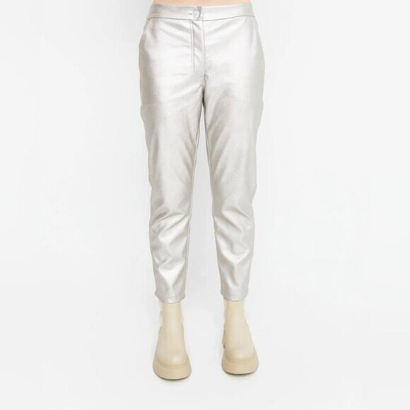 Ozai N Ku Silver Metallic High Waist Jeans Size XL New - Picture 6 of 10